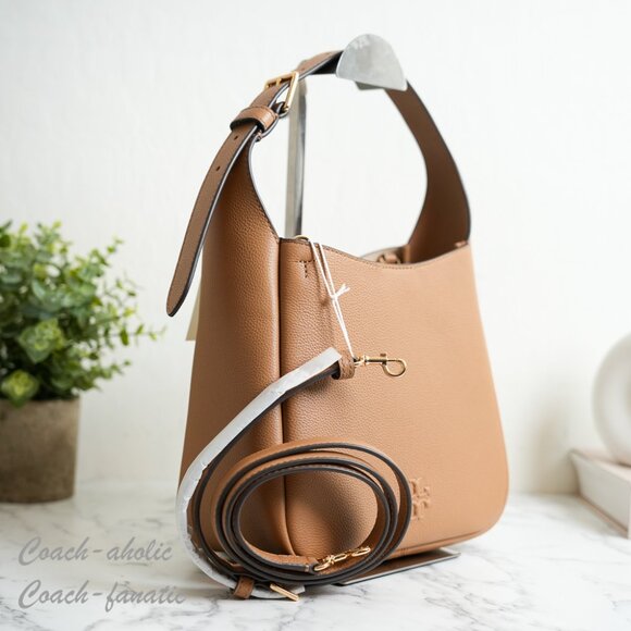 NWT Tory Burch Thea Small Slouchy Shoulder Bag 170244 in Tiramisu - Picture 2 of 10